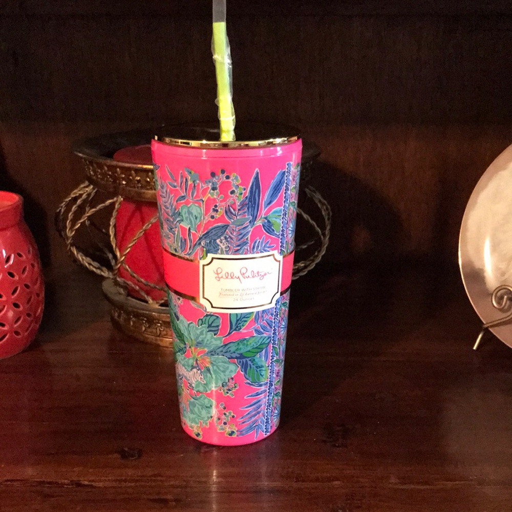 Lilly Pulitzer Pink and Blue Floral Tumbler